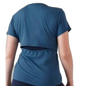 Athleta Air Out Cinch Tee in Blueish short sleeves top Size S Stretch